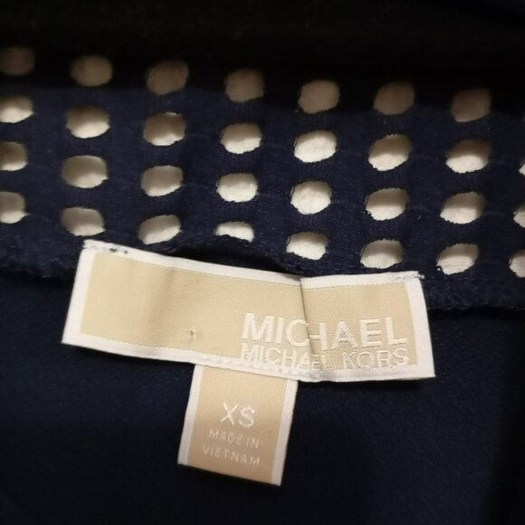 Michael Kors Womens XS Navy Dress With Mesh Yoke Short Sleeves Made In Vietnam - Picture 2 of 12